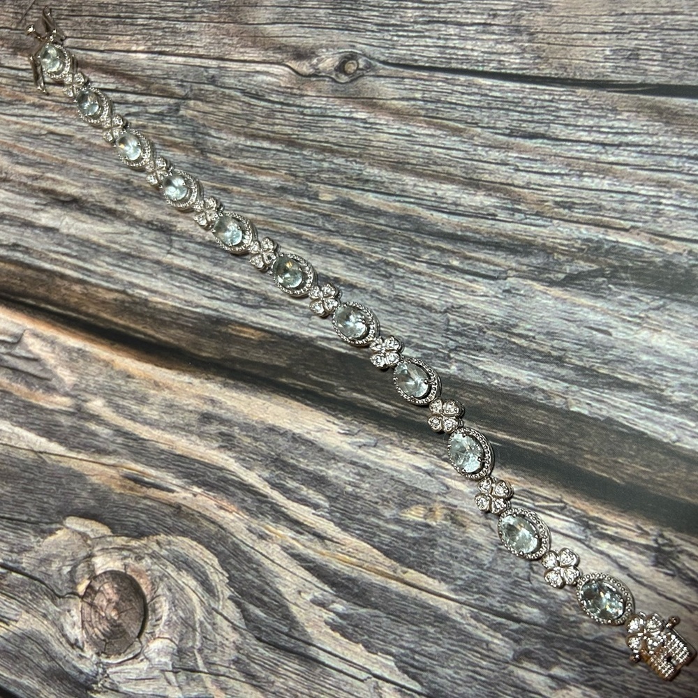 Natural 6.04ct Aquamarine And Zircon Bracelet